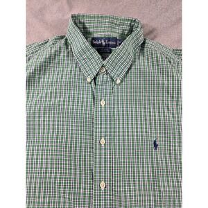 Ralph Lauren Men 2XL Blue/Green Check Plaid Blake S/S‎ Button-Up Shirt